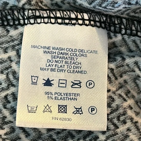 Lands End Blue Patterned Midi Tie Waist 3/4 Length Sleeve Dress Size XS 2-4 - Picture 8 of 9